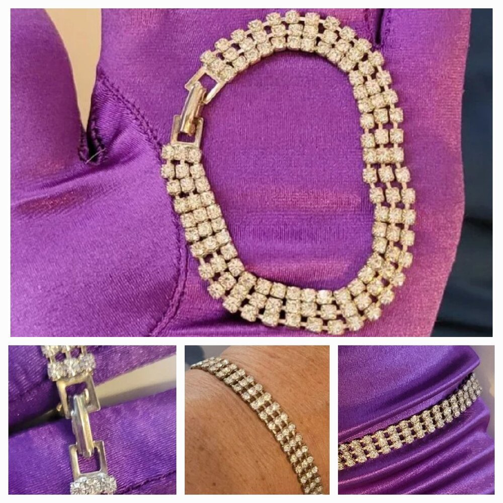 Vintage Y2K Triple Row Rhinestone Bracelet